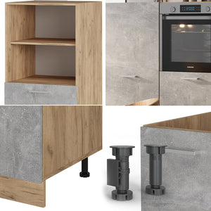 Vicco Cucine componibili piccole Calcestruzzo/quercia dorata 180 cm senza piano di lavoro