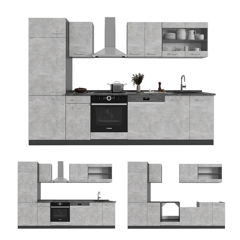 Vicco Cucina componibile Calcestruzzo/antracite 300 cm , PL Marmo