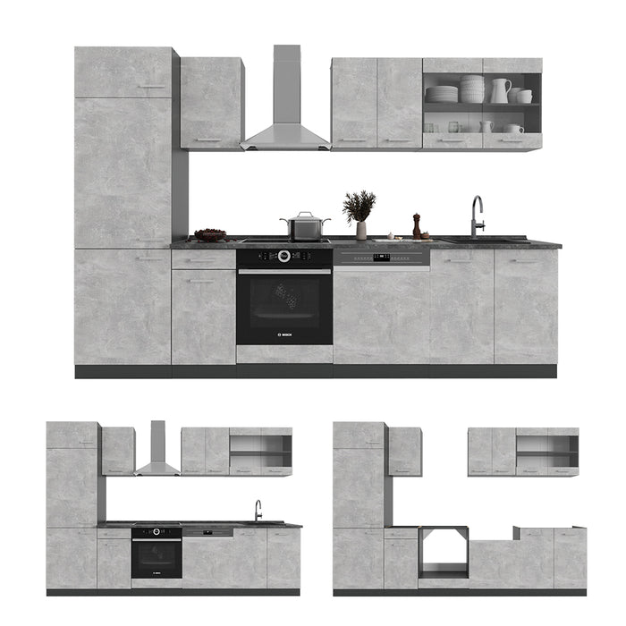 Vicco Cucina componibile Calcestruzzo/antracite 300 cm , PL Marmo