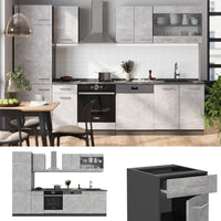 Vicco Cucina componibile Calcestruzzo/antracite 300 cm senza piano di lavoro