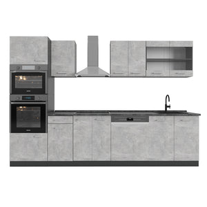 Vicco Cucina componibile Calcestruzzo/antracite 300 cm con armadio alto, PL Antracite