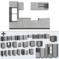 Vicco Cucina componibile Calcestruzzo/antracite 300 cm con armadio alto, PL Antracite
