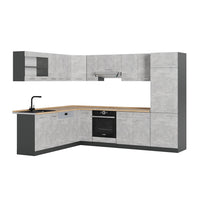 Vicco Cucina angolare completa Calcestruzzo/antracite 227 x 287 cm , PL Rovere