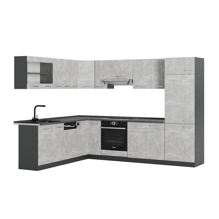 Vicco Cucina angolare completa Calcestruzzo/antracite 227 x 287 cm , PL Antracite