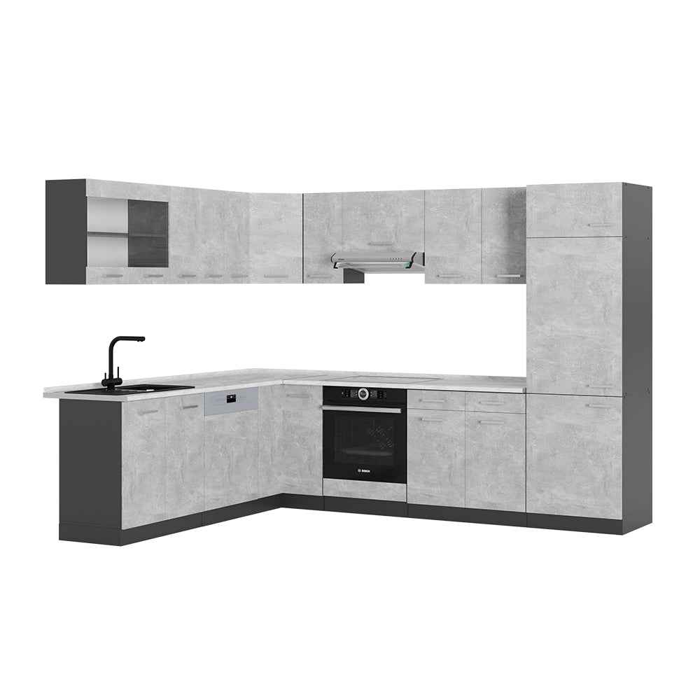 Vicco Cucina angolare completa Calcestruzzo/antracite 227 x 287 cm , PL Marmo