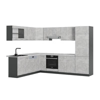 Vicco Cucina angolare completa Calcestruzzo/antracite 227 x 287 cm , PL Marmo
