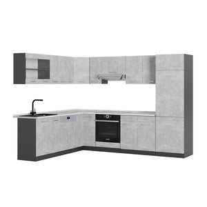 Vicco Cucina angolare completa Calcestruzzo/antracite 227 x 287 cm , PL Marmo