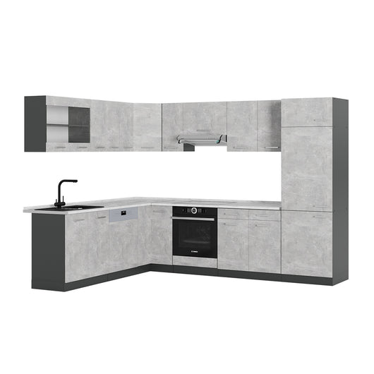 Vicco Cucina angolare completa Calcestruzzo/antracite 227 x 287 cm , PL Marmo