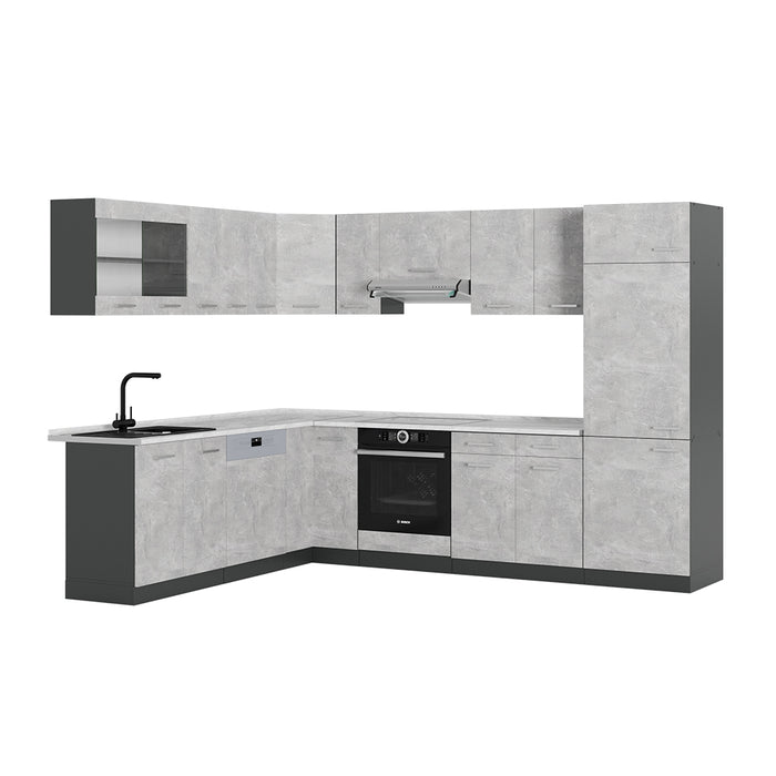 Vicco Cucina angolare completa Calcestruzzo/antracite 227 x 287 cm , PL Marmo