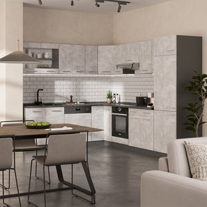Vicco Cucina angolare completa Calcestruzzo/antracite 227 x 287 cm senza piano di lavoro