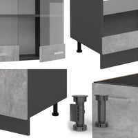 Vicco Cucina angolare completa Calcestruzzo/antracite 227 x 287 cm , PL Marmo