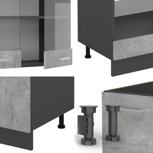 Vicco Cucina angolare completa Calcestruzzo/antracite 227 x 287 cm , PL Antracite