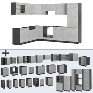 Vicco Cucina angolare completa Calcestruzzo/antracite 227 x 287 cm , PL Marmo