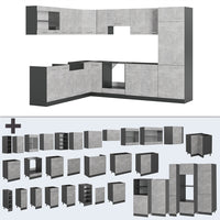 Vicco Cucina angolare completa Calcestruzzo/antracite 227 x 287 cm , PL Rovere