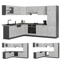 Vicco Cucina angolare completa Calcestruzzo/antracite 227 x 287 cm senza piano di lavoro