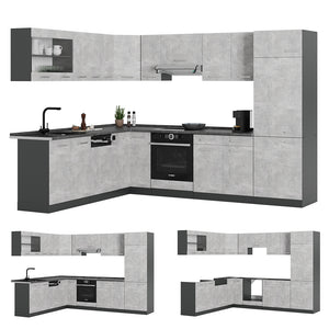 Vicco Cucina angolare completa Calcestruzzo/antracite 227 x 287 cm , PL Antracite