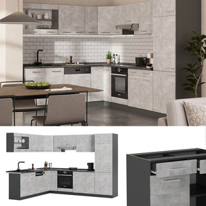 Vicco Cucina angolare completa Calcestruzzo/antracite 227 x 287 cm , PL Antracite
