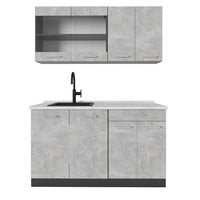 Vicco Cucina monoblocco Calcestruzzo/antracite 140 cm , PL Marmo