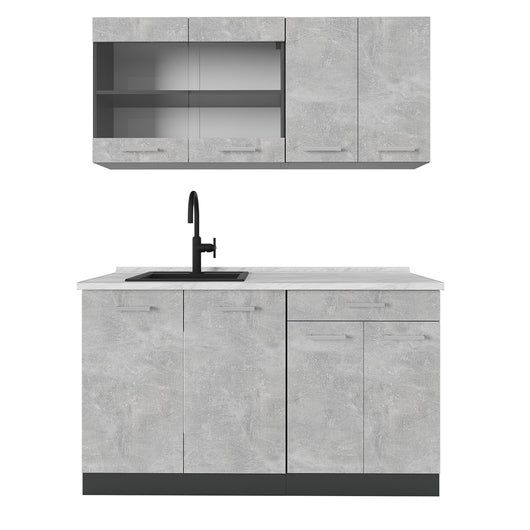 Vicco Cucina monoblocco Calcestruzzo/antracite 140 cm , PL Marmo