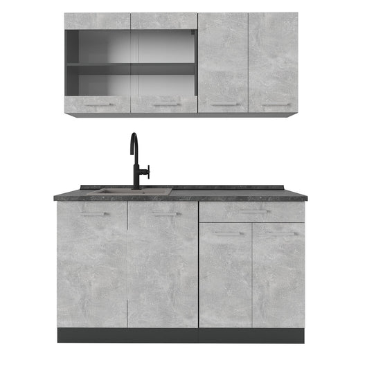 Vicco Cucina monoblocco Calcestruzzo/antracite 140 cm , PL Antracite