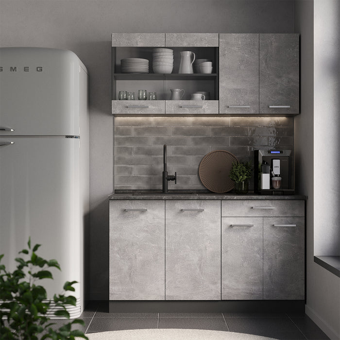 Vicco Cucina monoblocco Calcestruzzo/antracite 140 cm , PL Antracite