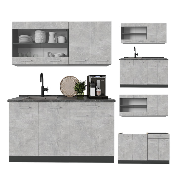 Vicco Cucina monoblocco Calcestruzzo/antracite 140 cm , PL Antracite