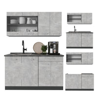 Vicco Cucina monoblocco Calcestruzzo/antracite 140 cm , PL Marmo