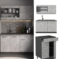 Vicco Cucina monoblocco Calcestruzzo/antracite 140 cm , PL Antracite