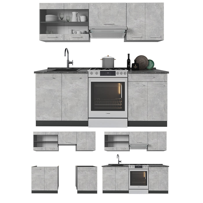 Vicco Cucina componibile Calcestruzzo/antracite 200 cm , PL Antracite