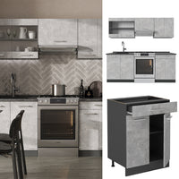 Vicco Cucina componibile Calcestruzzo/antracite 200 cm senza piano di lavoro