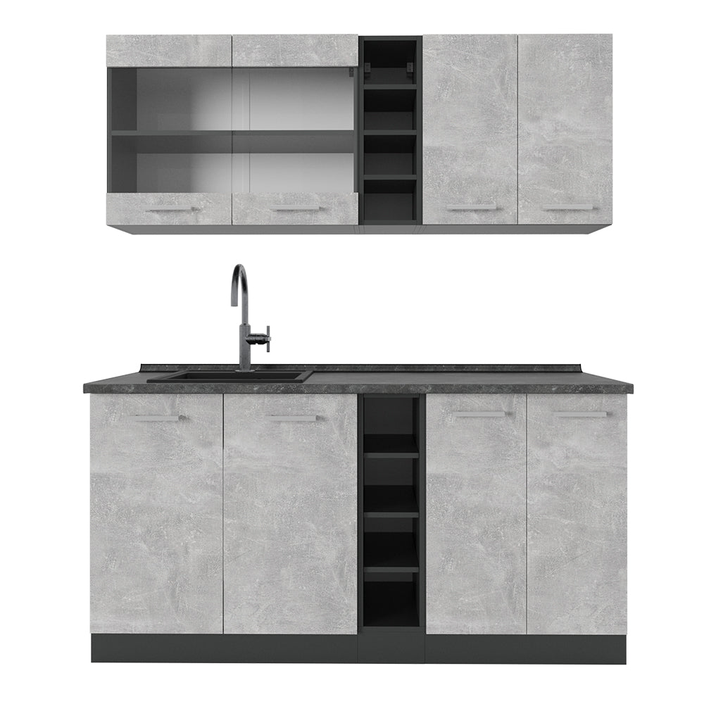 Vicco Cucina completa Calcestruzzo/antracite 160 cm , PL Antracite