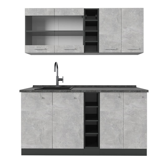Vicco Cucina completa Calcestruzzo/antracite 160 cm , PL Antracite