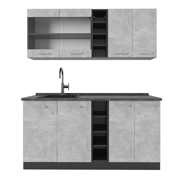 Vicco Cucina completa Calcestruzzo/antracite 160 cm , PL Antracite