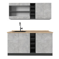 Vicco Cucina completa Calcestruzzo/antracite 160 cm , PL Rovere