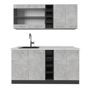 Vicco Cucina completa Calcestruzzo/antracite 160 cm , PL Marmo