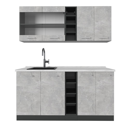 Vicco Cucina completa Calcestruzzo/antracite 160 cm , PL Marmo