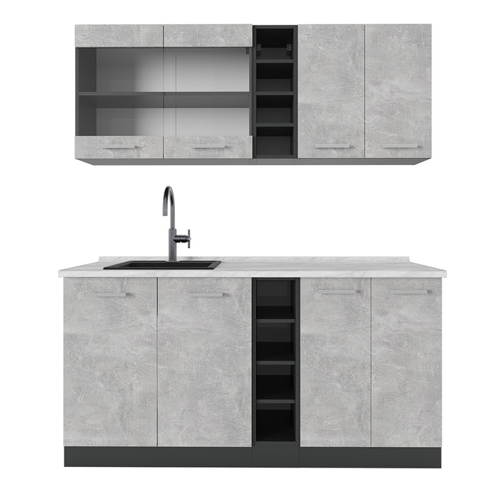 Vicco Cucina completa Calcestruzzo/antracite 160 cm , PL Marmo