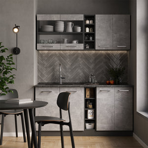 Vicco Cucina completa Calcestruzzo/antracite 160 cm , PL Marmo
