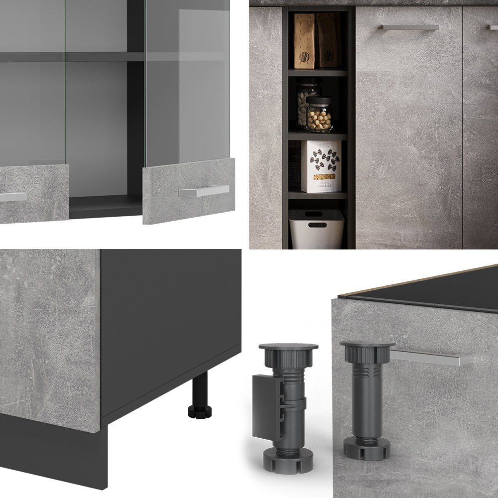 Vicco Cucina completa Calcestruzzo/antracite 160 cm , PL Antracite