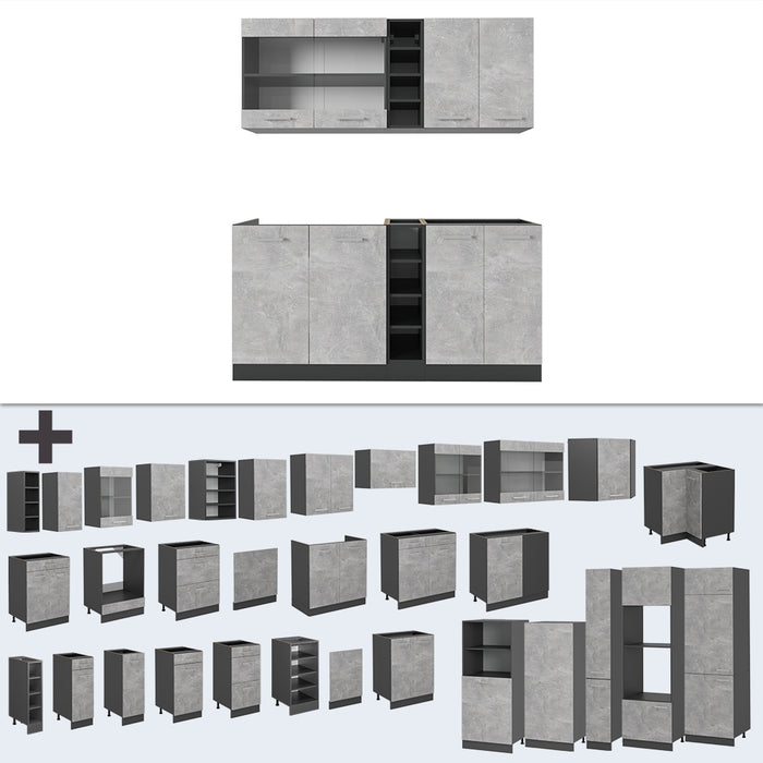 Vicco Cucina completa Calcestruzzo/antracite 160 cm , PL Antracite