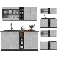 Vicco Cucina completa Calcestruzzo/antracite 160 cm senza piano di lavoro