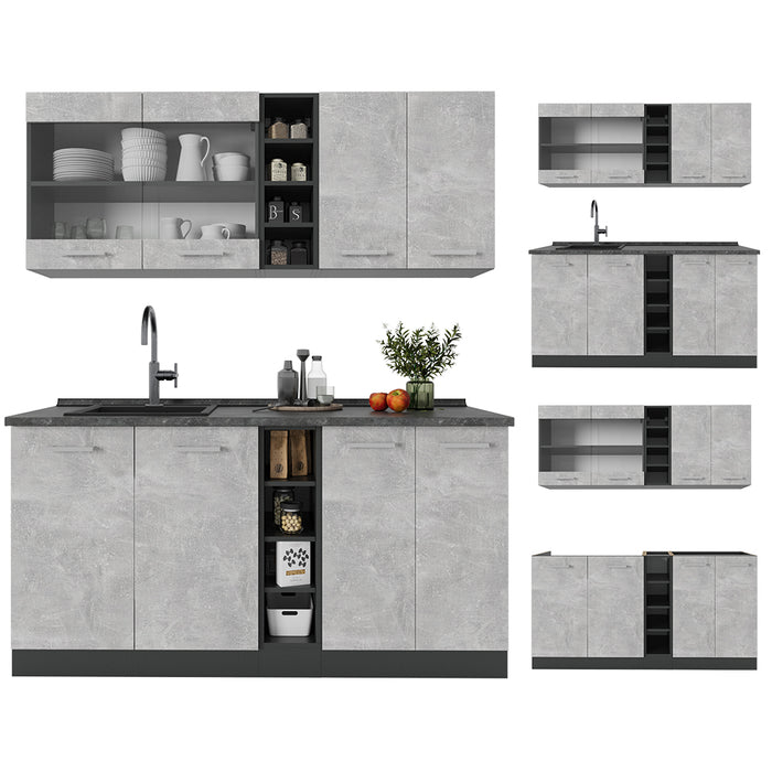 Vicco Cucina completa Calcestruzzo/antracite 160 cm senza piano di lavoro
