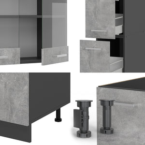 Vicco Cucina completa  Calcestruzzo/antracite 350 cm , PL Rovere