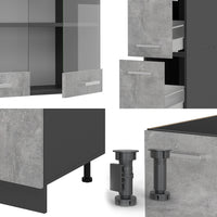 Vicco Cucina componibile Calcestruzzo/antracite 350 cm senza piano di lavoro