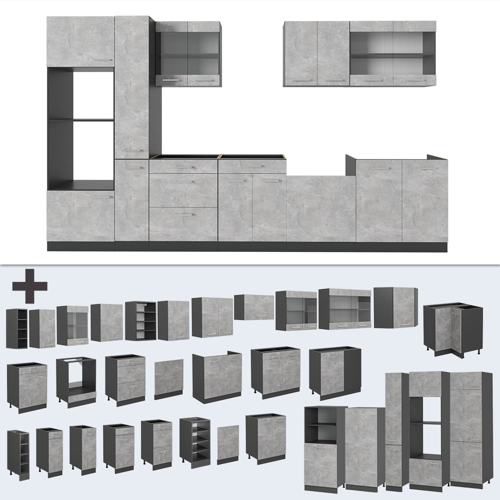 Vicco Cucina completa  Calcestruzzo/antracite 350 cm , PL Antracite