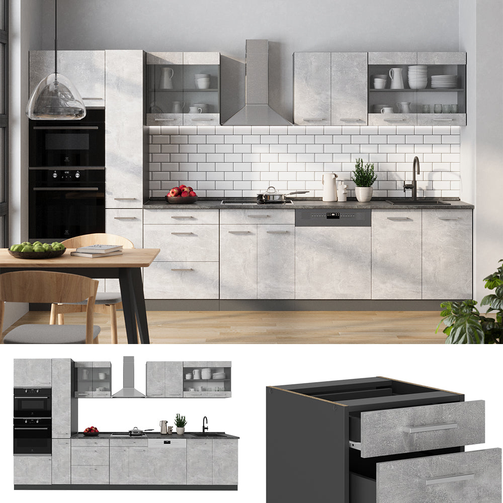 Vicco Cucina  Calcestruzzo/antracite 350 cm , PL Marmo