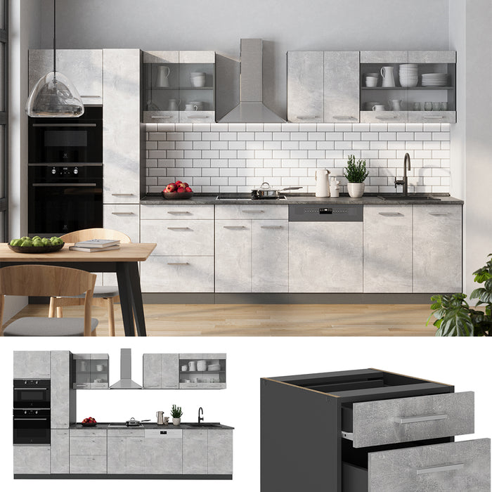 Vicco Cucina  Calcestruzzo/antracite 350 cm , PL Marmo