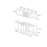 Vicco Cucina componibile Calcestruzzo/antracite 240 cm senza piano di lavoro