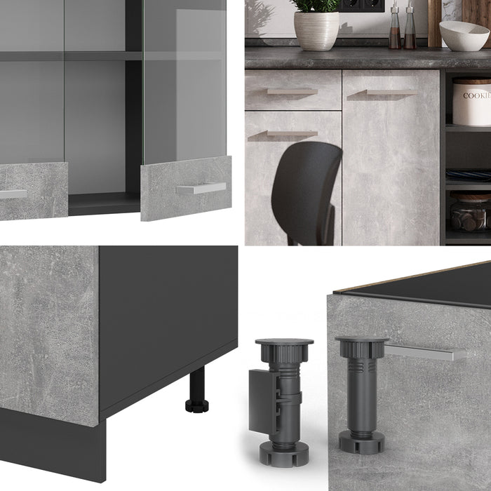 Vicco Cucina componibile Calcestruzzo/antracite 240 cm , PL Antracite