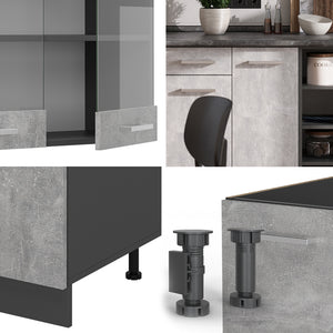 Vicco Cucina componibile Calcestruzzo/antracite 240 cm , PL Marmo